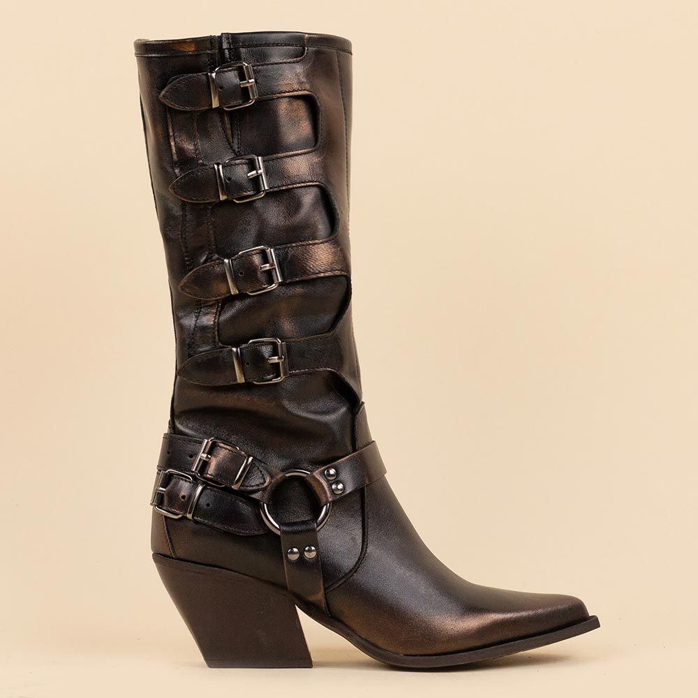 Botas altas hebilla La Pintura bronce