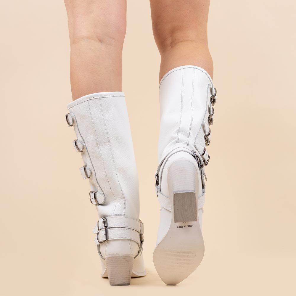 Botas altas con hebilla La Pintura color blanco