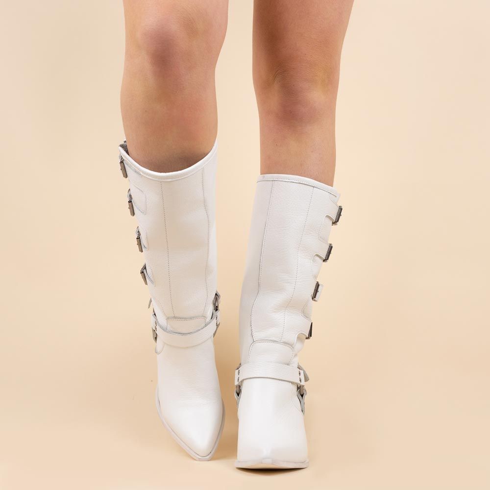Botas altas con hebilla La Pintura color blanco