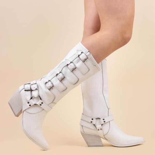 Botas altas con hebilla La Pintura color blanco