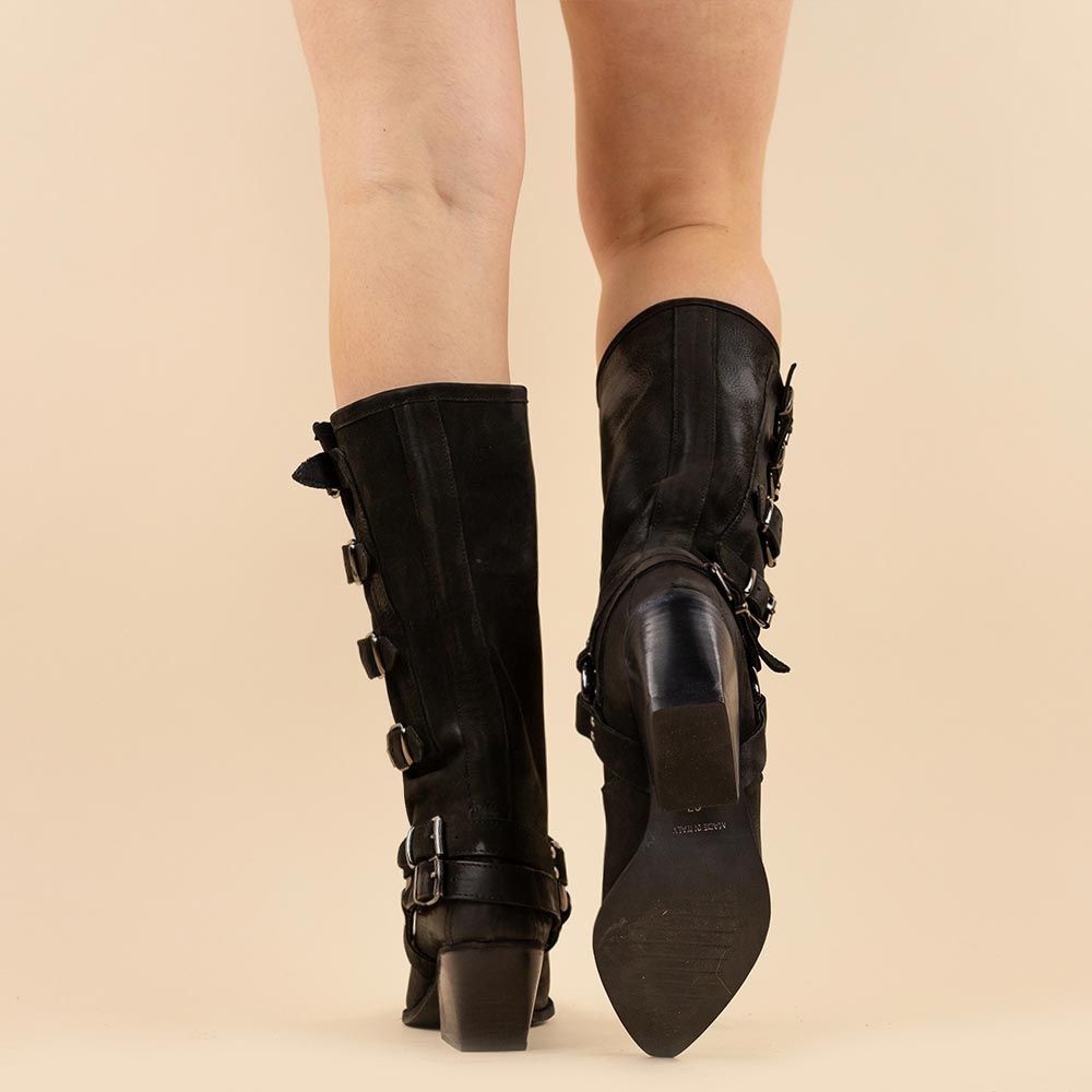 Botas altas con hebilla La Pintura en nobuck negro