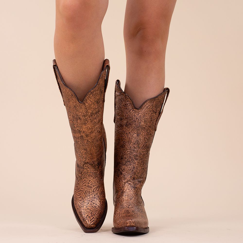 SALE La Pintura cowboyboots copper flower