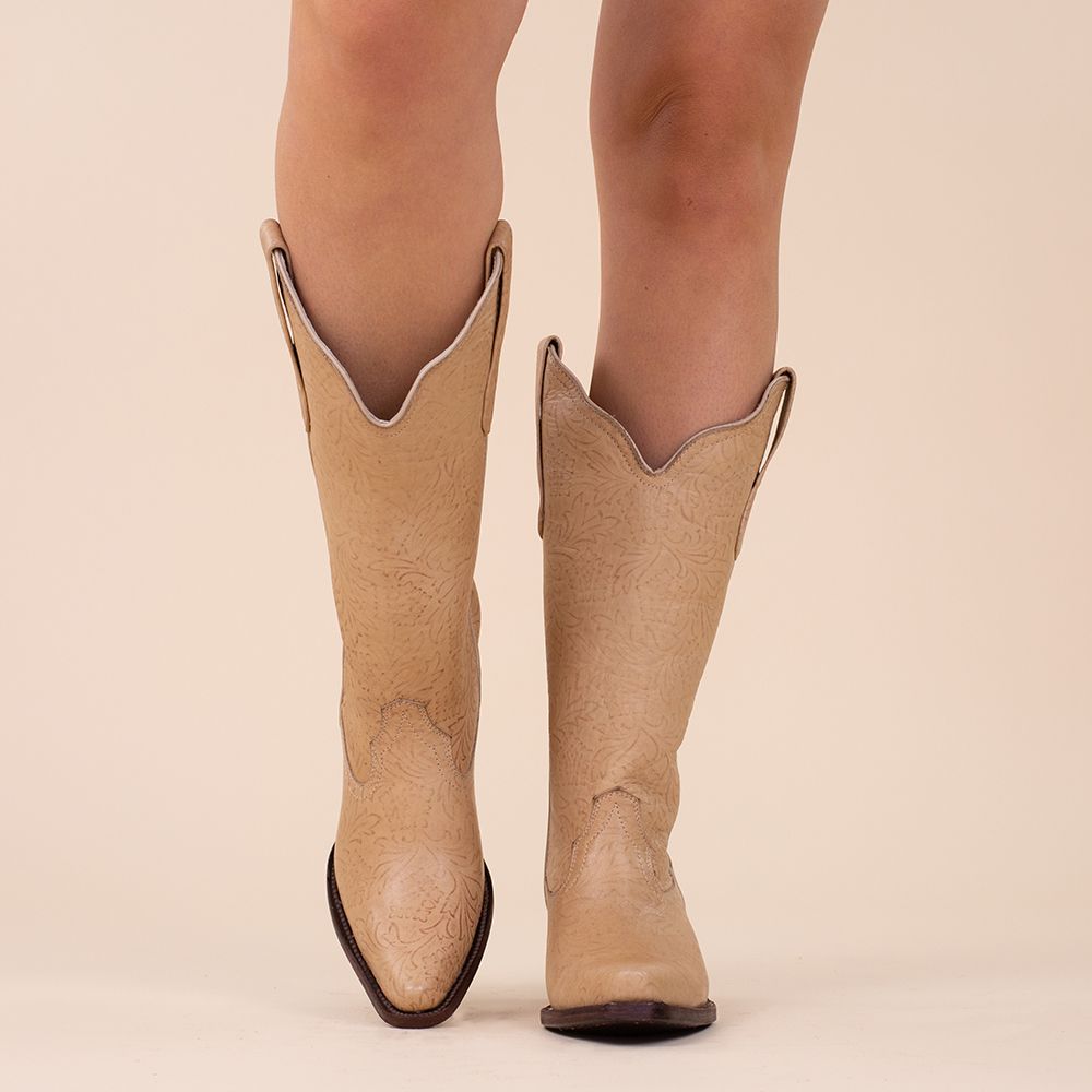 OFERTA Botas vaqueras La Pintura flor marfil