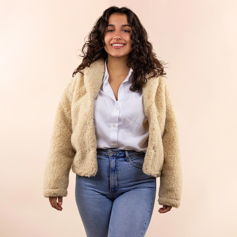 *SALE* Wollen dames jas kort beige