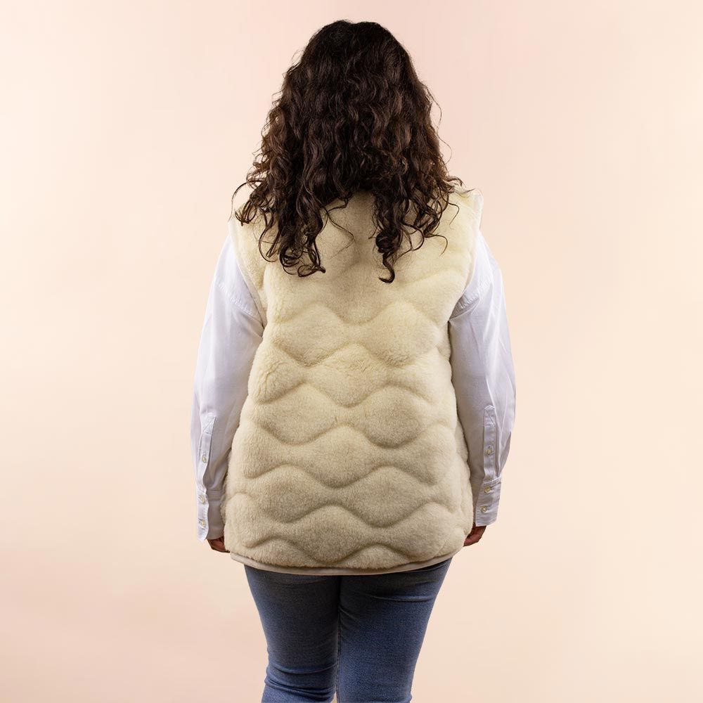 Woolen ladies cardigan 3D print beige