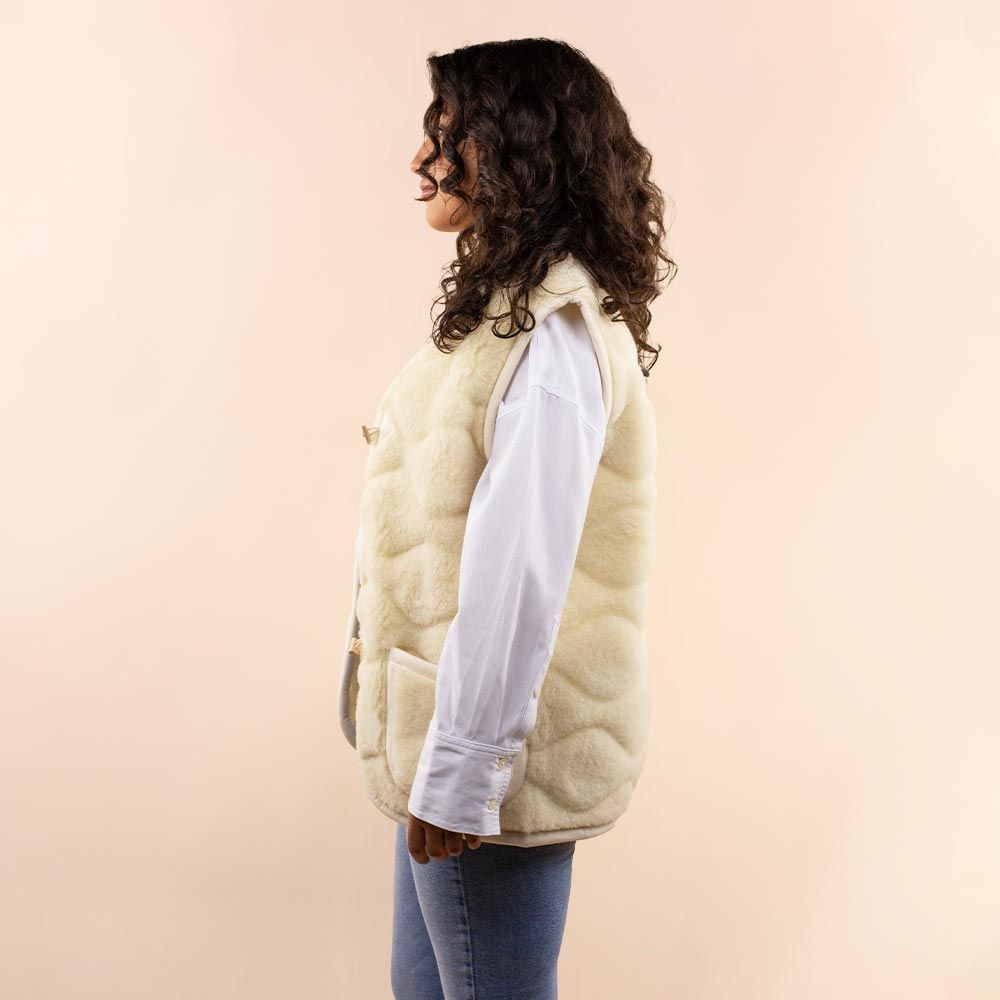 Woolen ladies cardigan 3D print beige