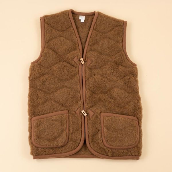 *SALE* Wollen dames vest 3D print bruin