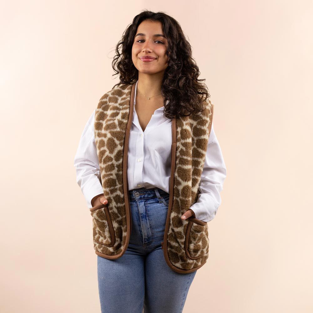Wollen dames vest giraffe