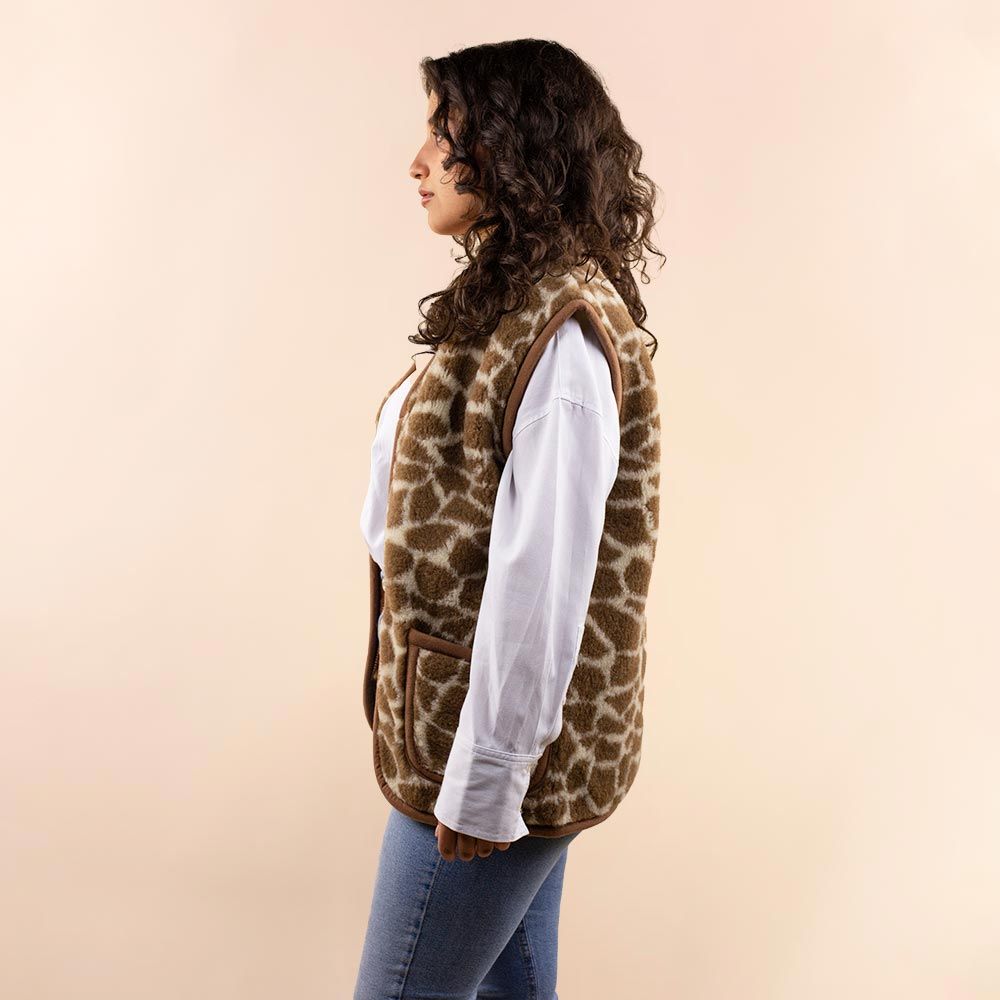 Wollen dames vest giraffe