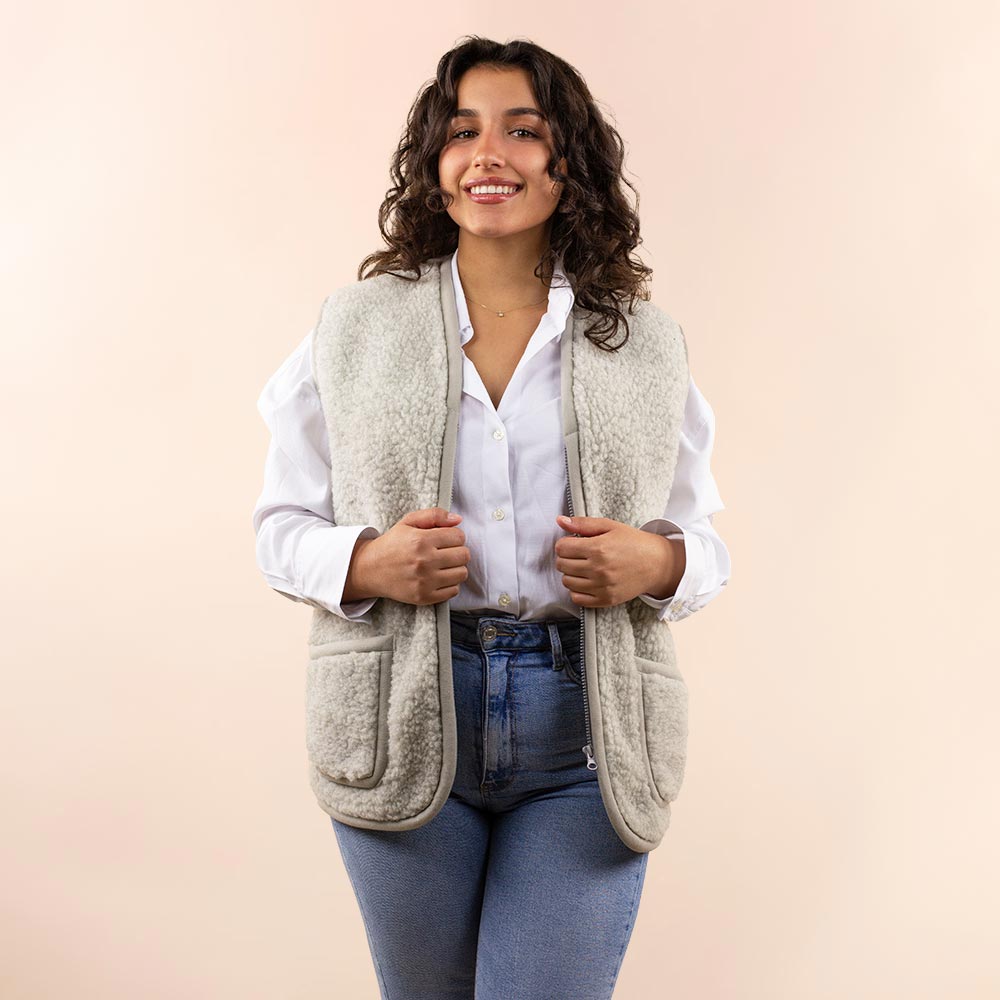 *SALE* Wollen dames vest licht grijs