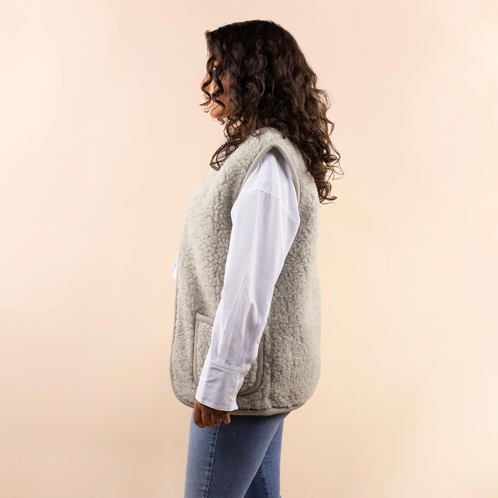 *SALE* Wollen dames vest licht grijs