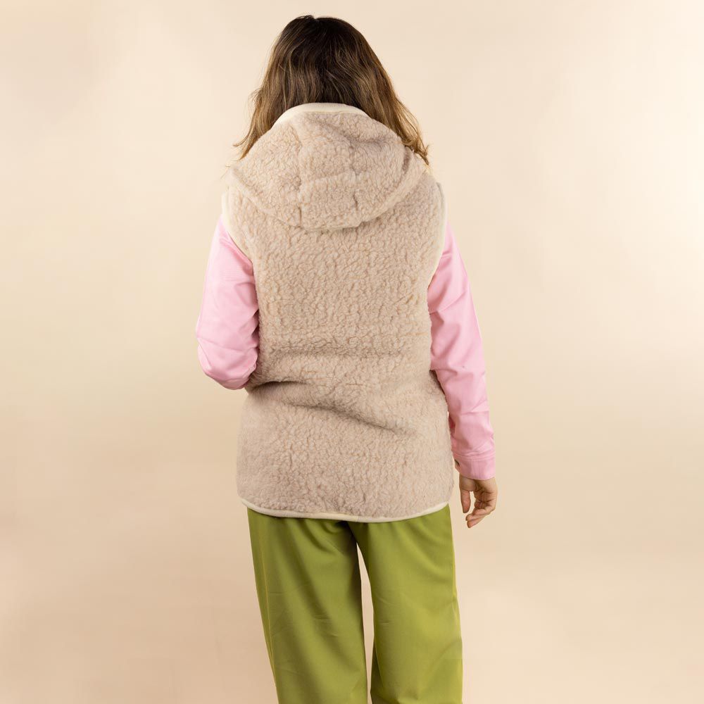 Wollen bodywarmer dames Iah met capuchon