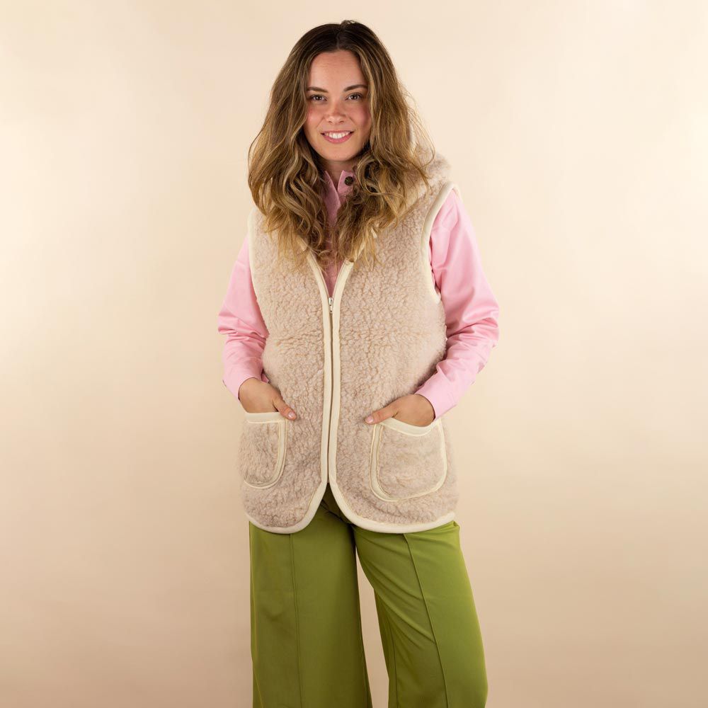 Wollen bodywarmer dames Iah met capuchon