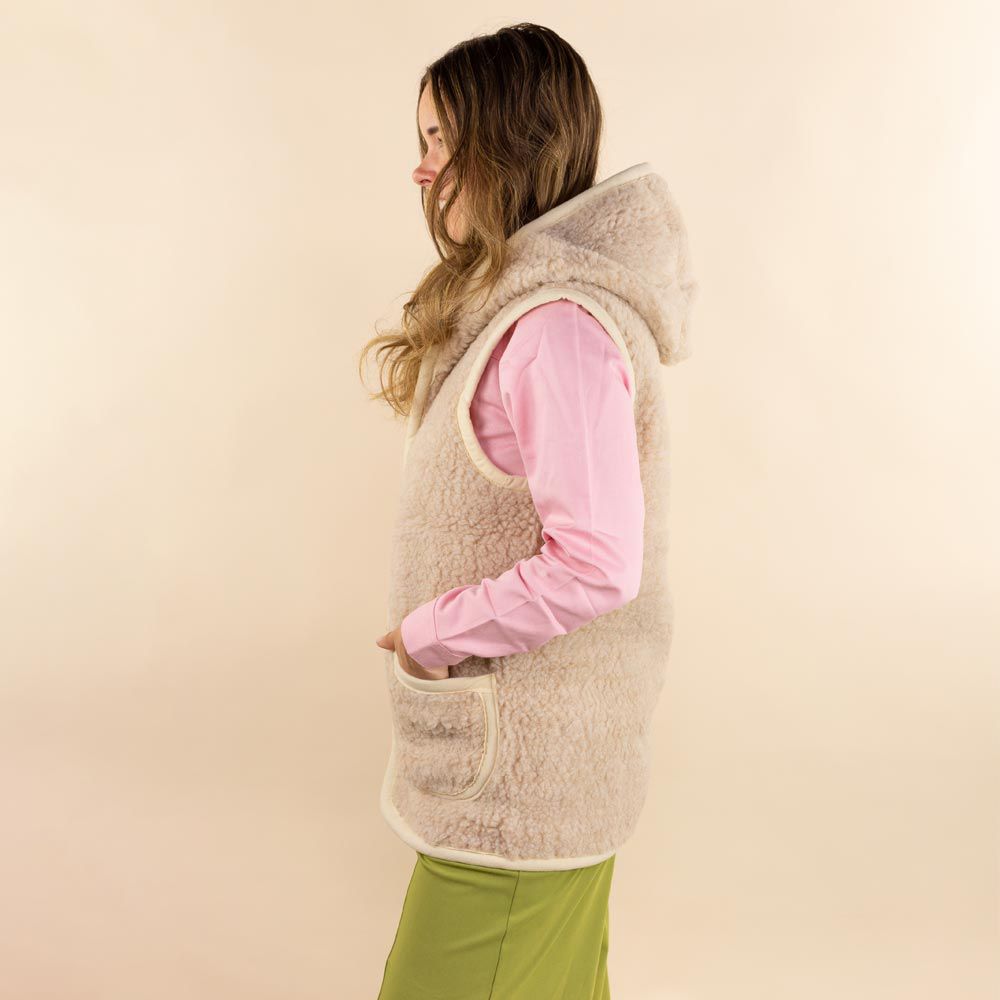 Wollen bodywarmer dames Iah met capuchon