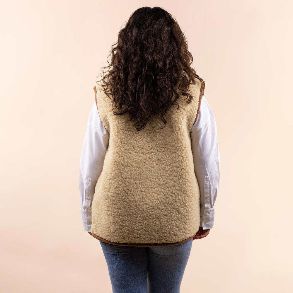 Wollen dames vest lichtbruin