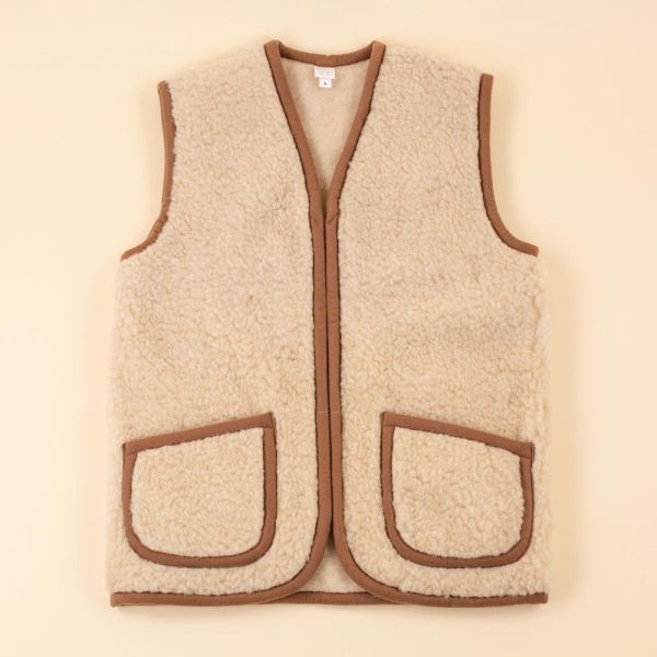 Wollen dames vest lichtbruin