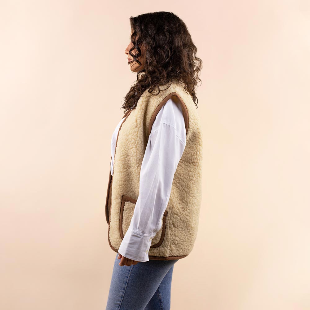 Wollen dames vest lichtbruin