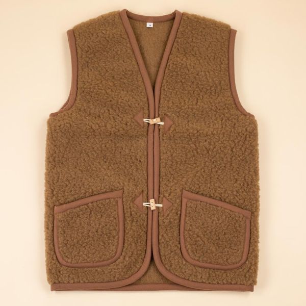 Women's brown wool cardigan with button