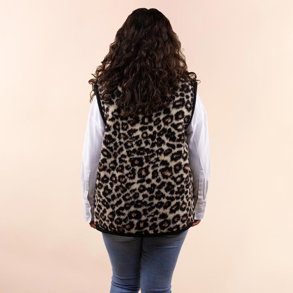 Wollen dames vest panter