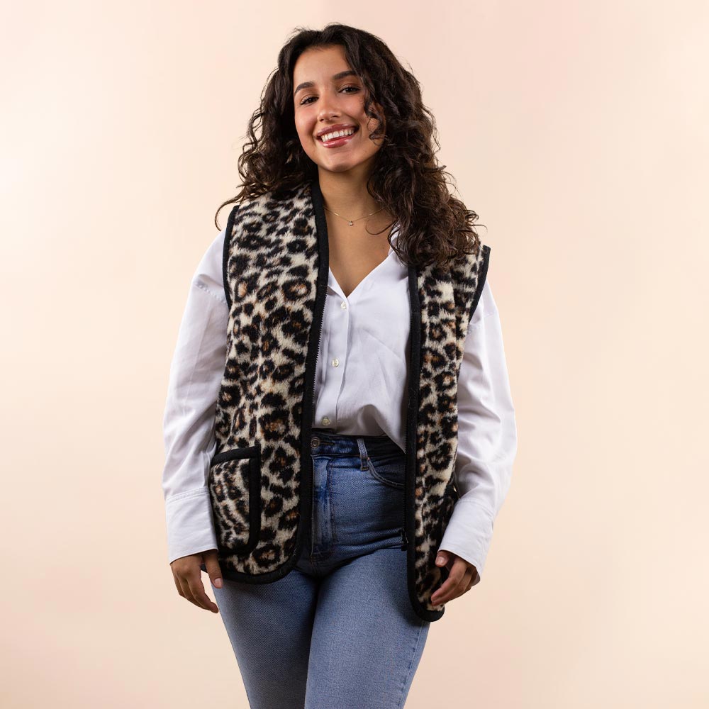 Wollen dames vest panter