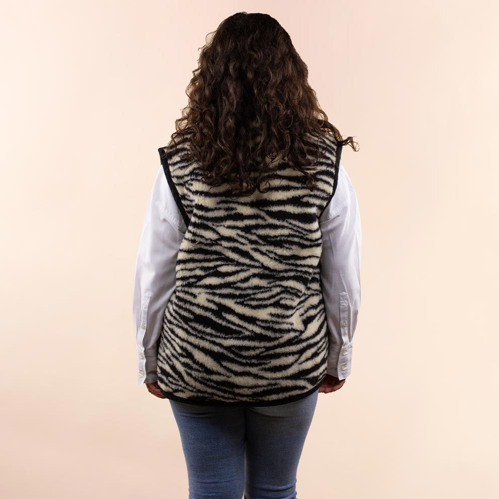 Wollen dames vest zebra
