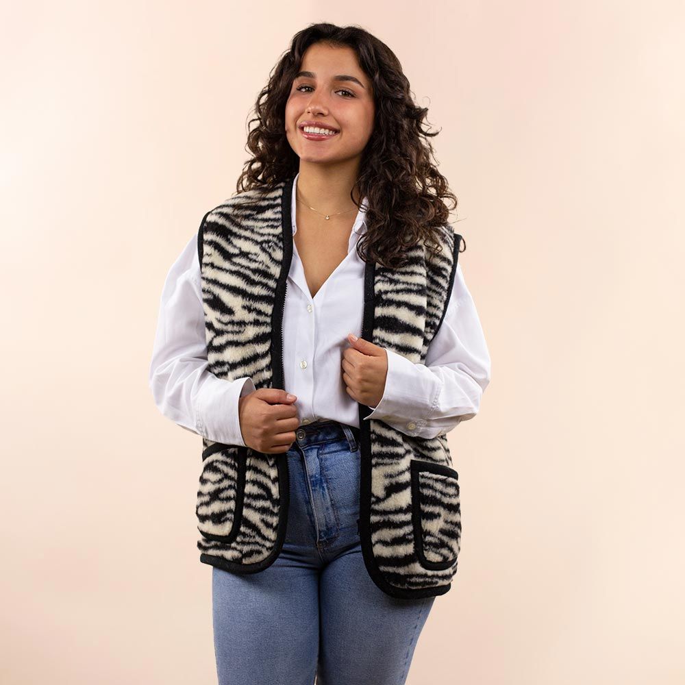 Wollen dames vest zebra