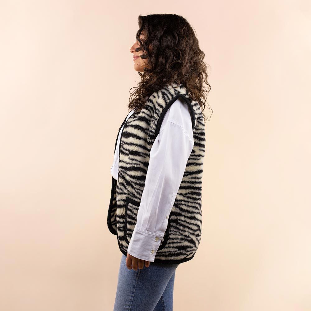 Wollen dames vest zebra