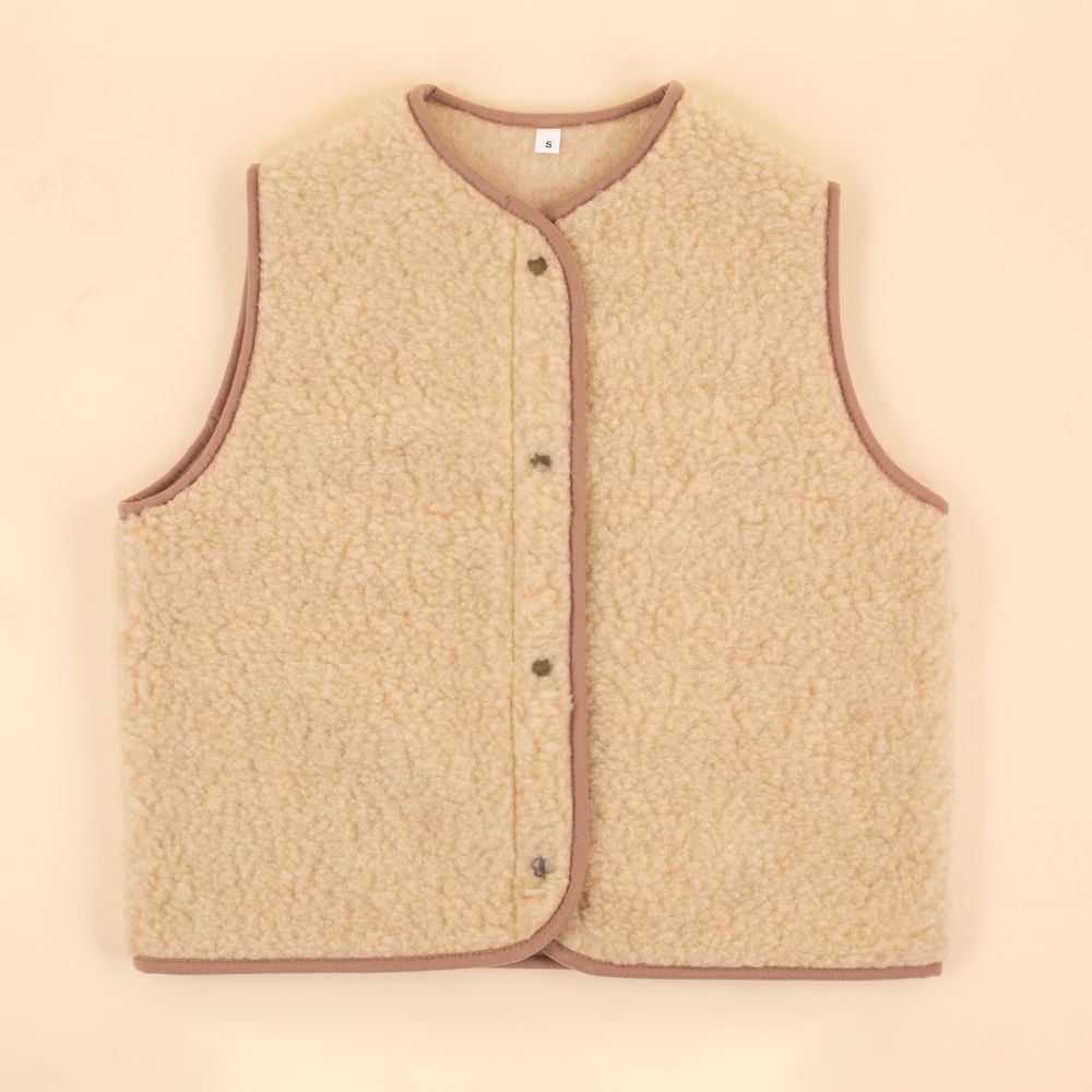 Moonrise dames wollen vestje met drukknoop Avery bruin