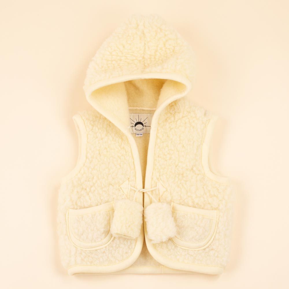 *SALE* Kids vest wool beige hooded