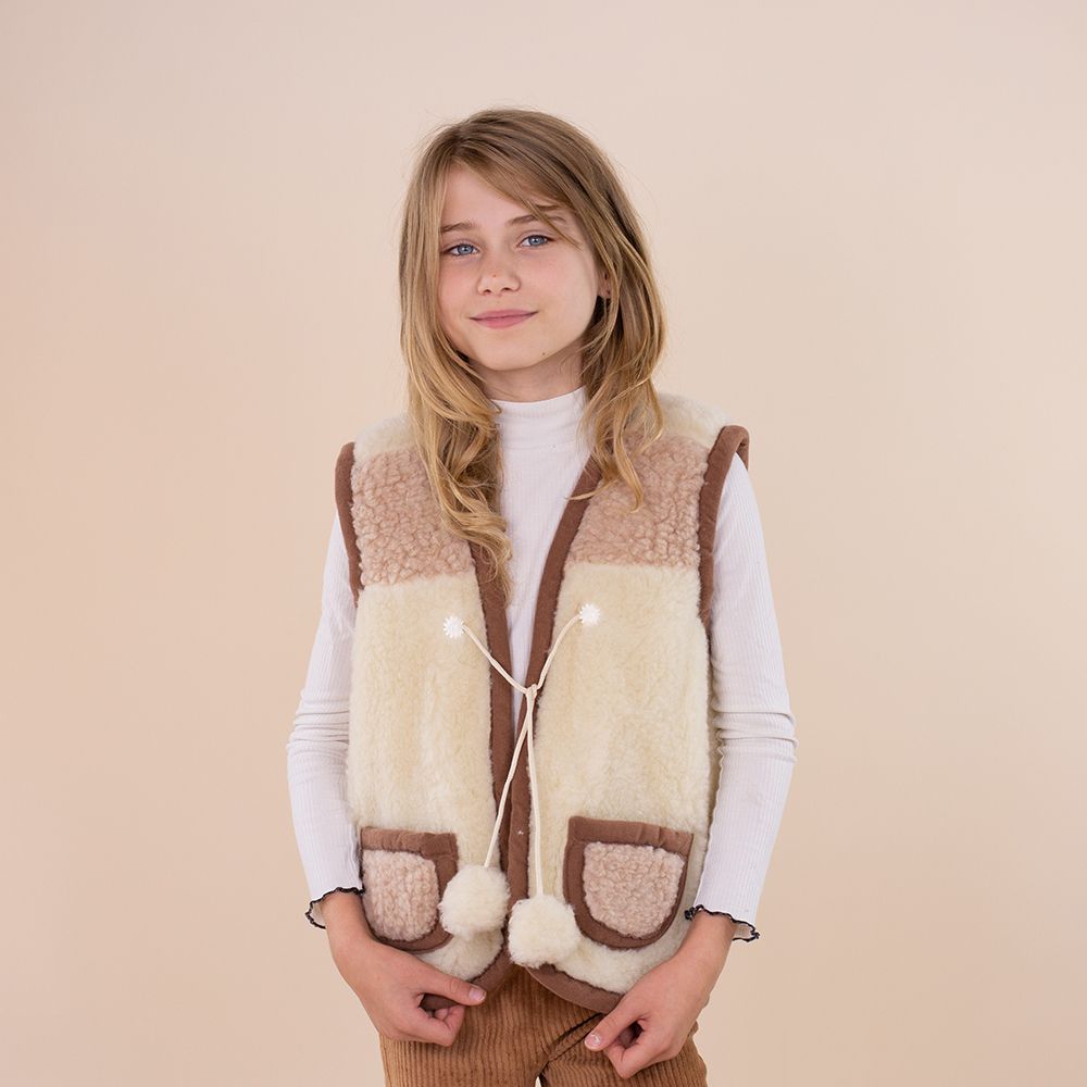 *SALE* Kids vest wool multi pompom