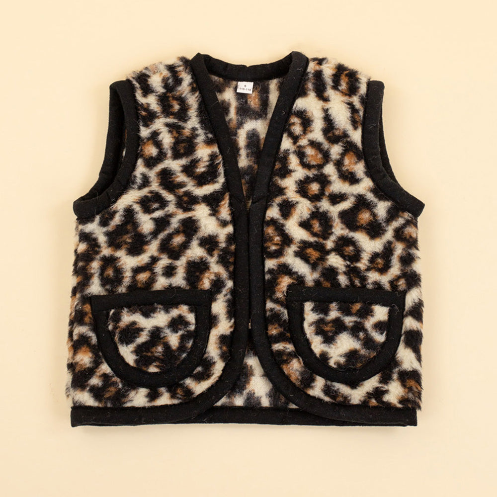 Wollen vestje met rits kids panter