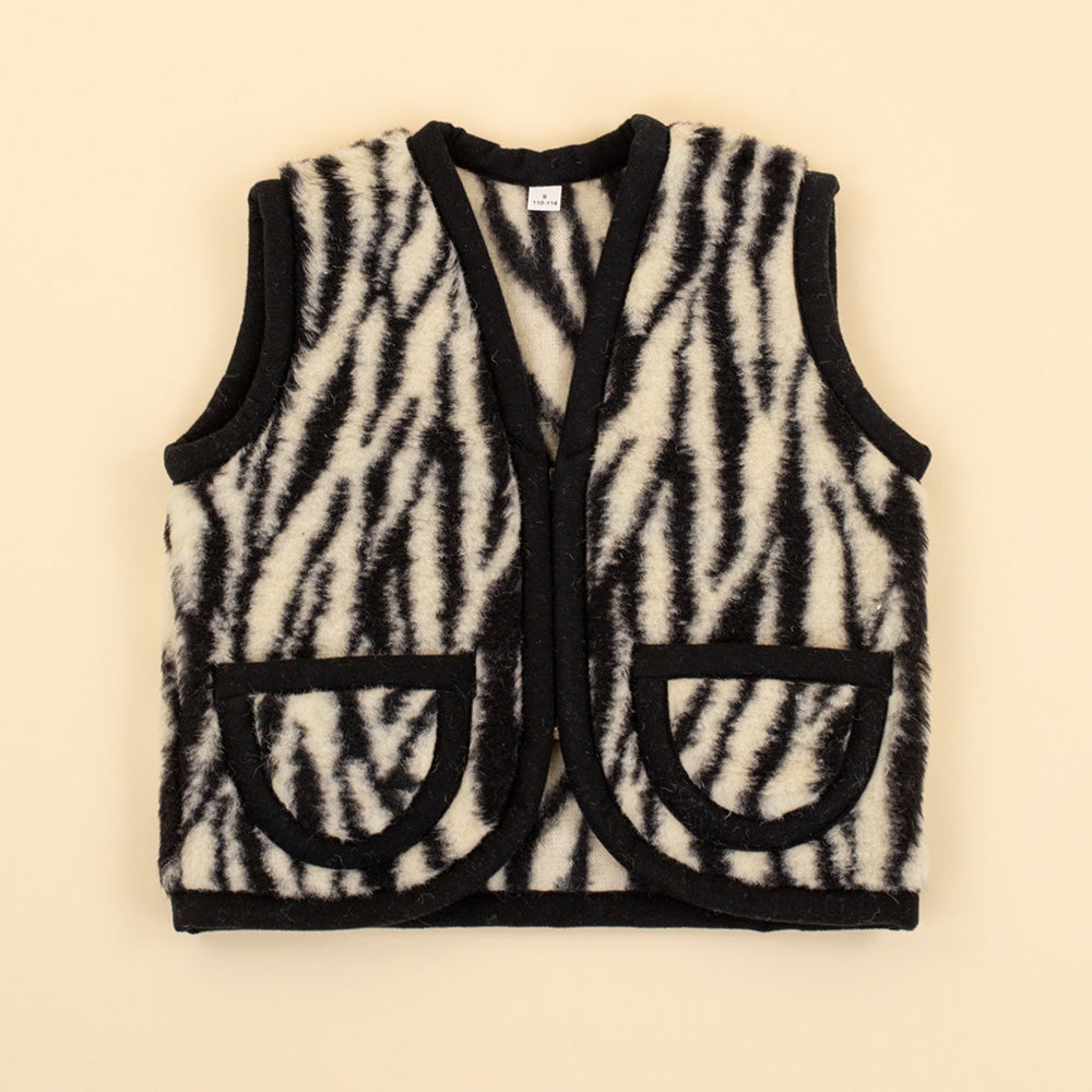 Wollen vestje met rits kids zebra