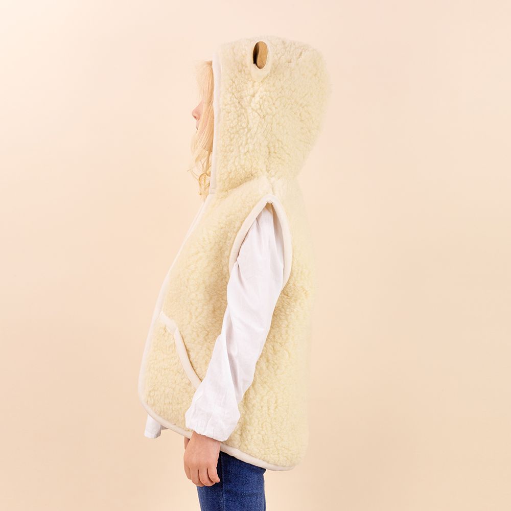 Kids beige wool cardigan with ears