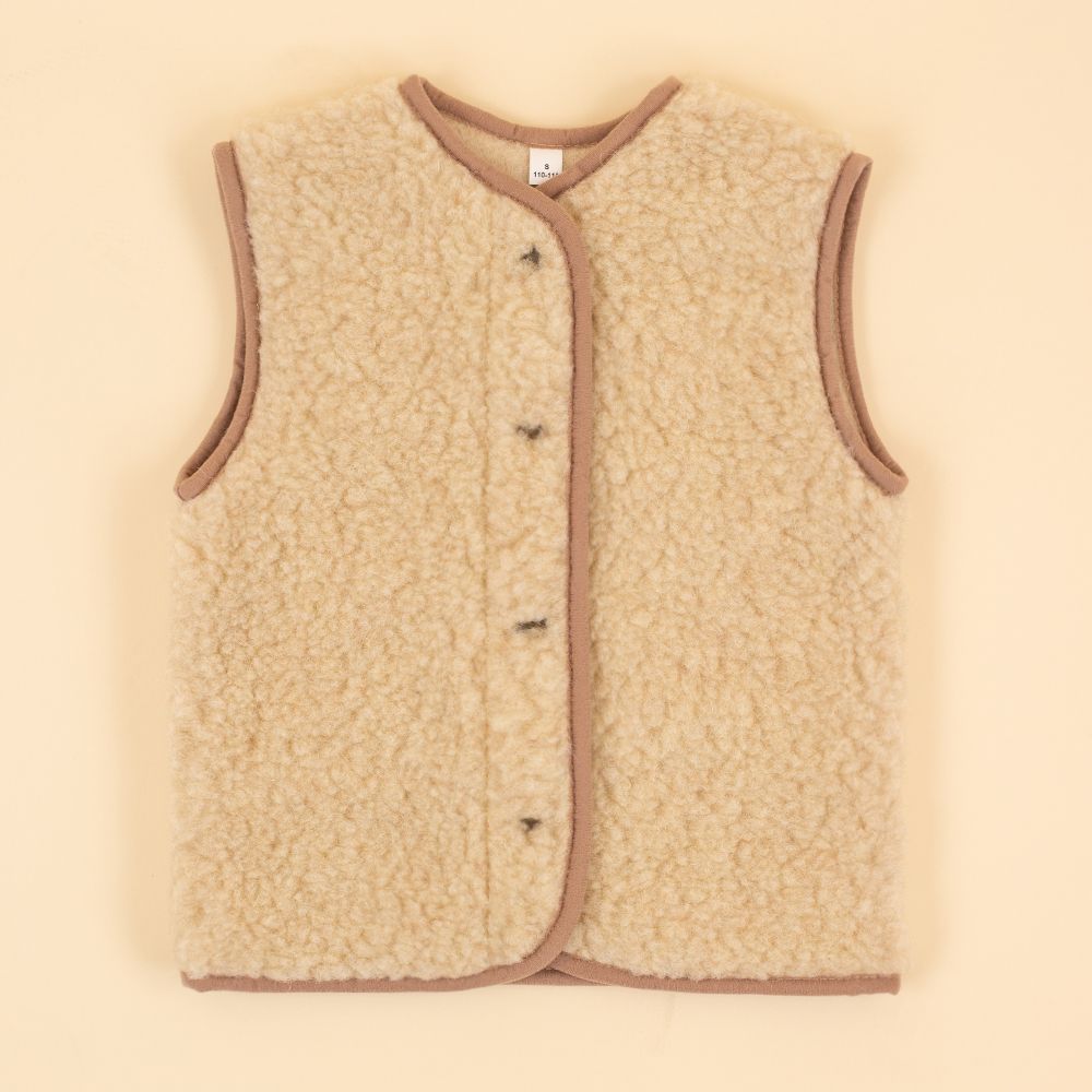 Moonrise kids wollen vestje met drukknoop Avery bruin