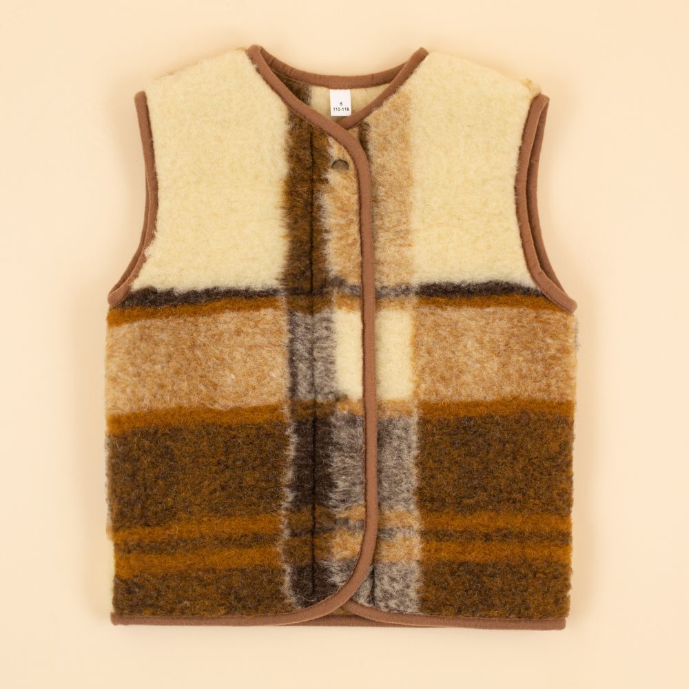 Moonrise kids wollen vestje met drukknoop Riley bruin