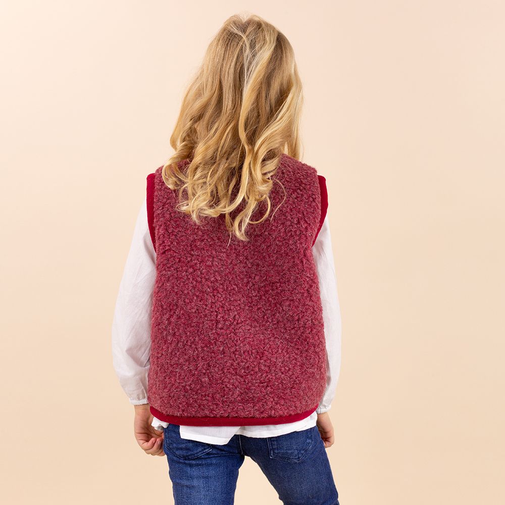 Kids burgundy wool cardigan with button