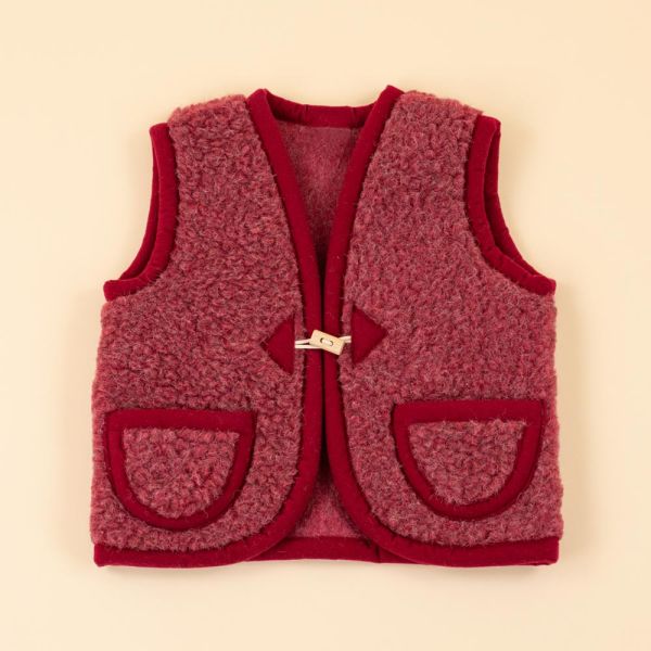 *SALE* Wollen vestje met knoopje kids bordeaux