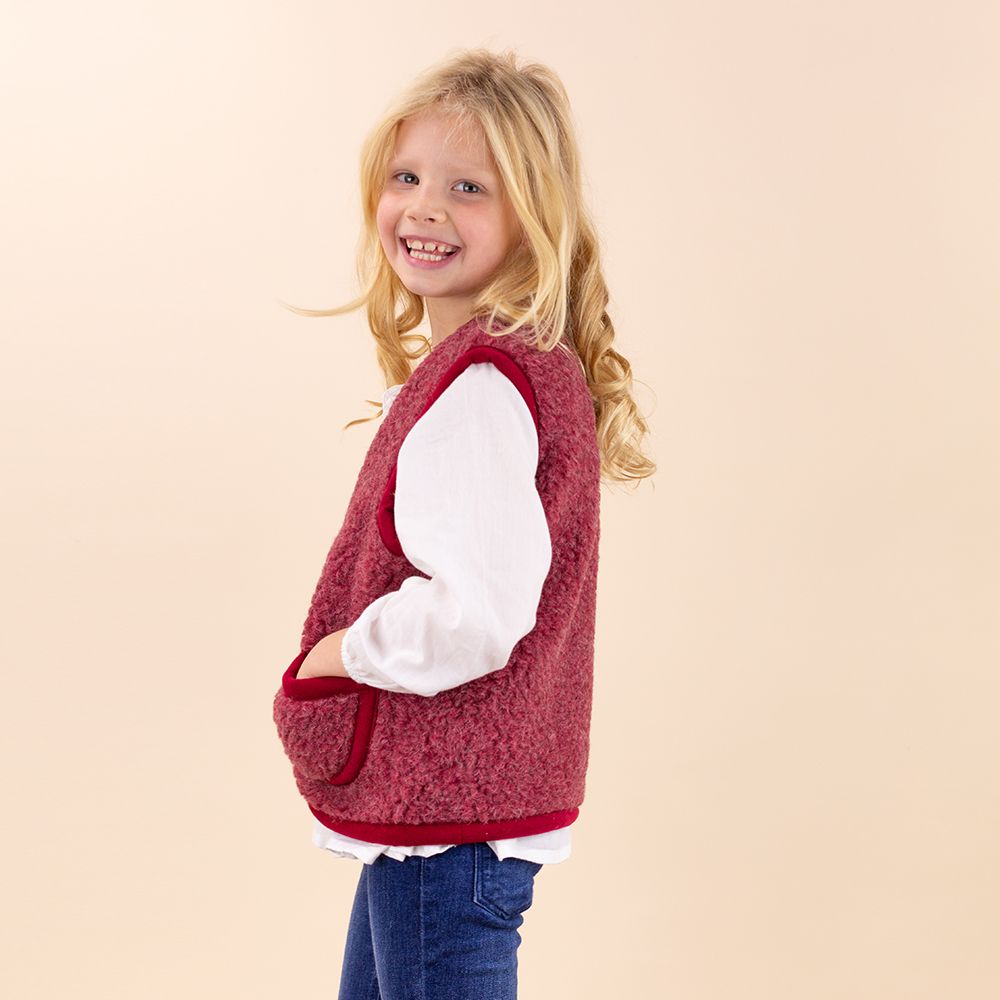 Kids burgundy wool cardigan with button