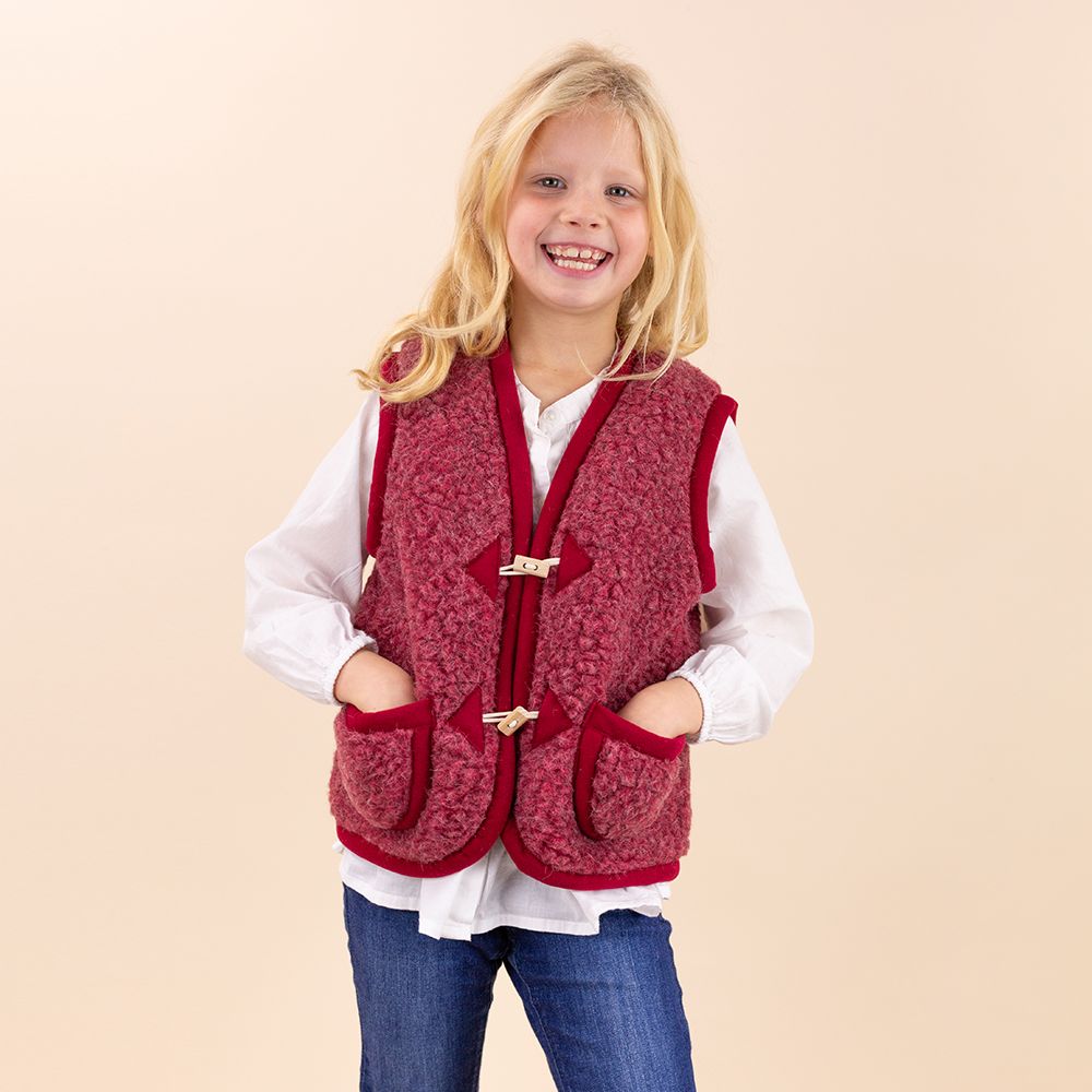 *SALE* Wollen vestje met knoopje kids bordeaux