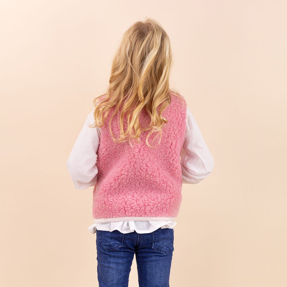 Woolen cardigan with button kids pink