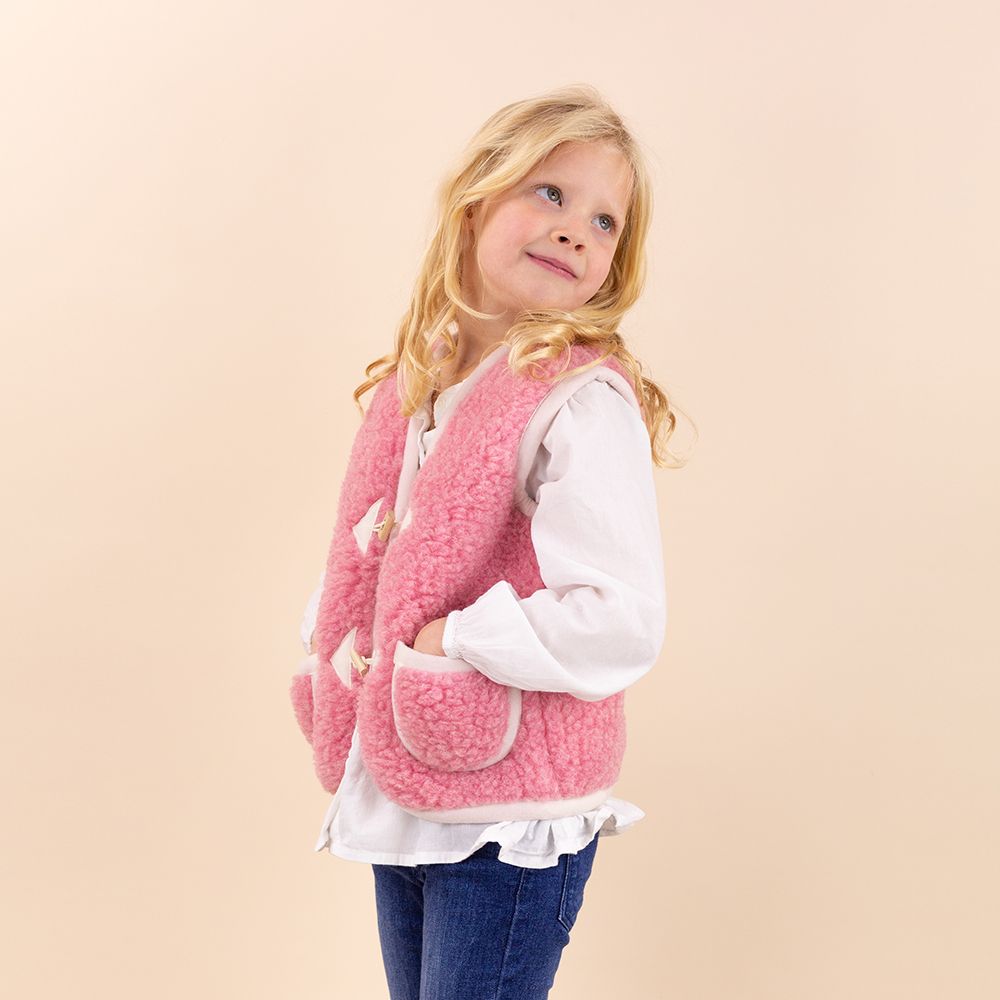 Woolen cardigan with button kids pink