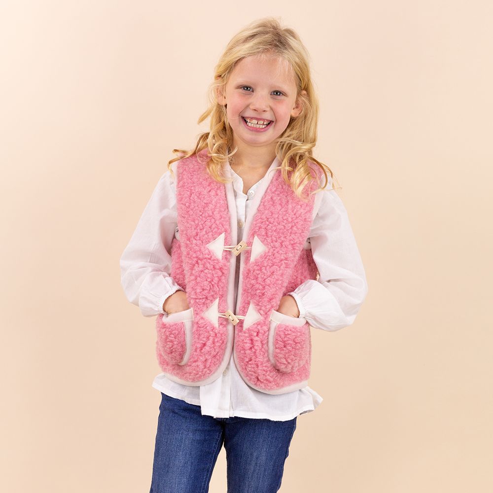 *SALE* Wollen vestje met knoopje kids roze