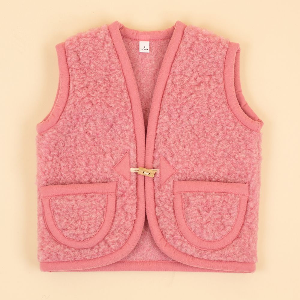 Moonrise kids wollen vestje met knoopje Sophia roze