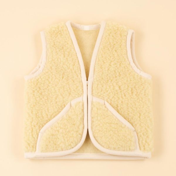 Kids beige woolen cardigan with zipper