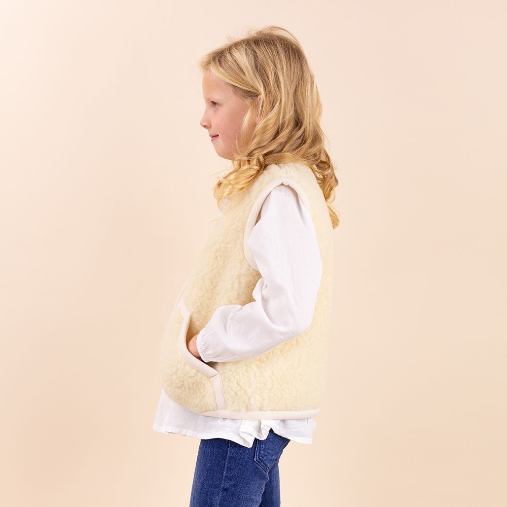 Kids beige woolen cardigan with zipper