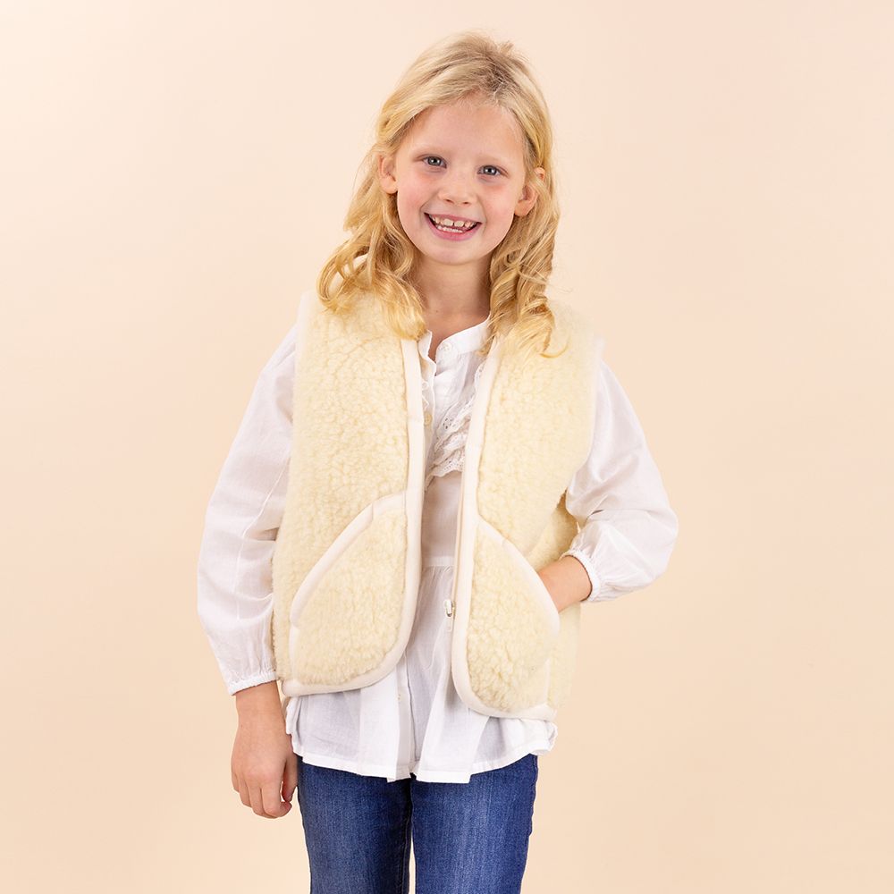 Kids beige woolen cardigan with zipper
