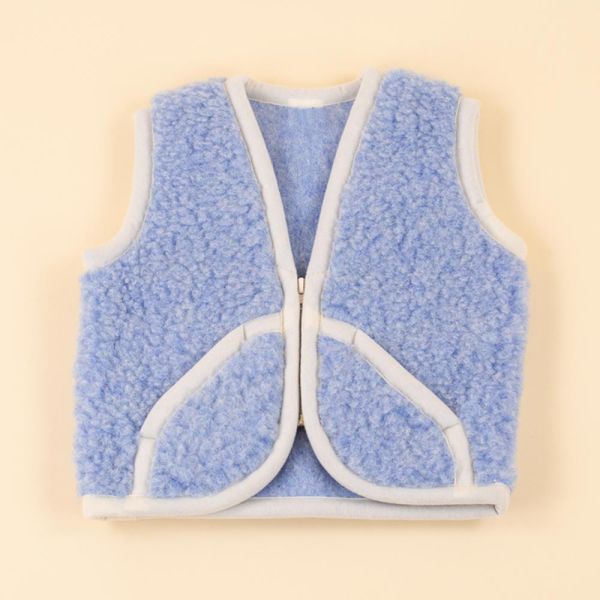 *SALE* Wollen vestje met rits kids blauw