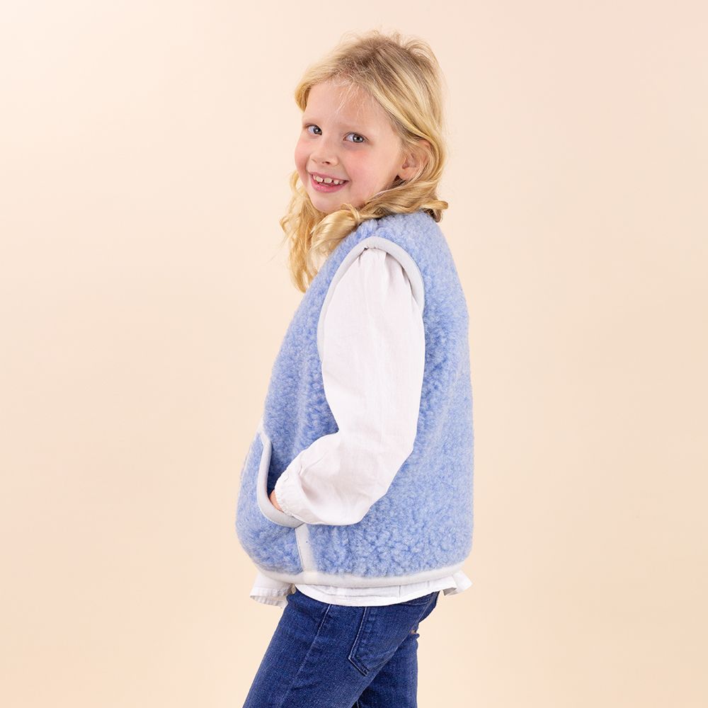 Kids blue woolen cardigan with zipper