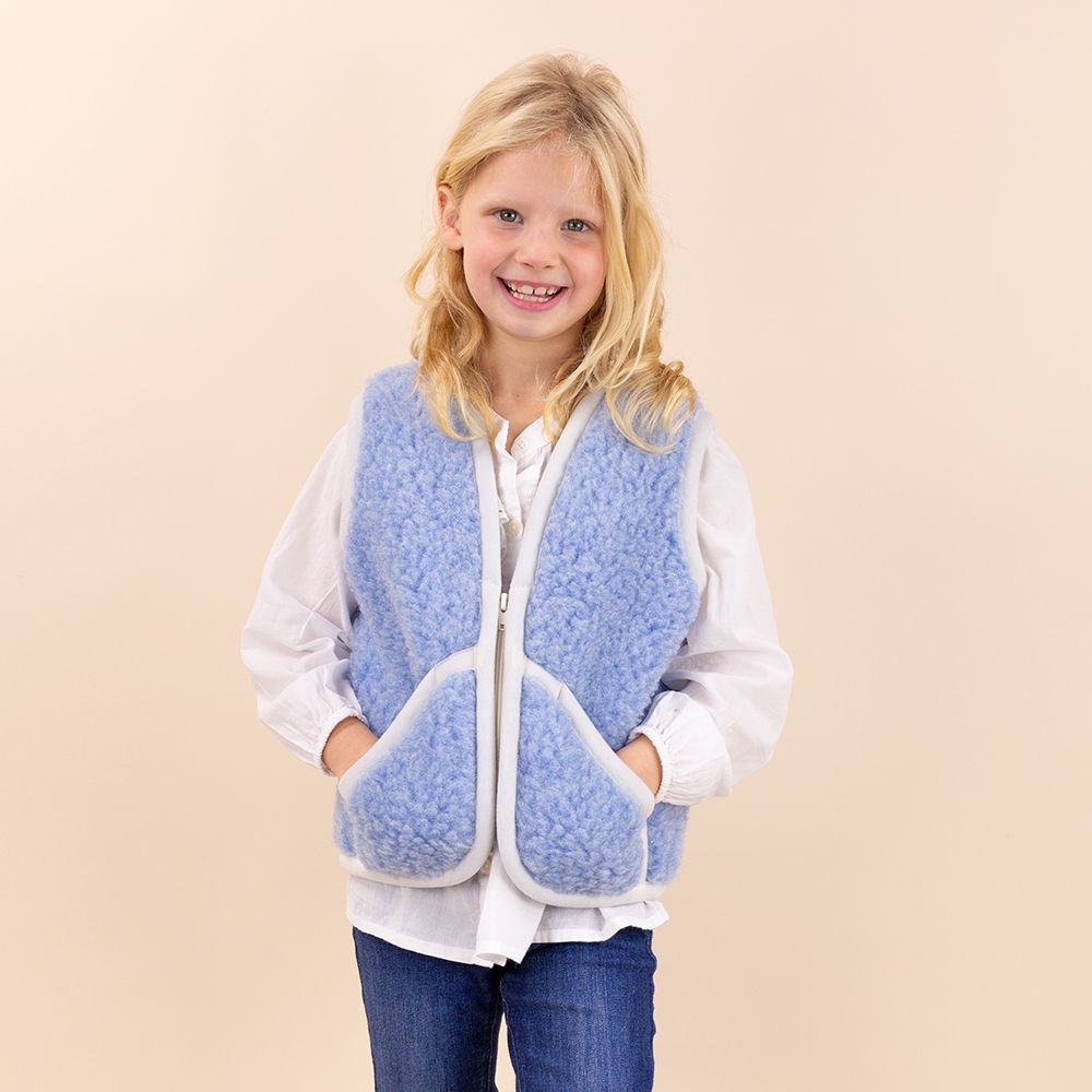 *SALE* Wollen vestje met rits kids blauw