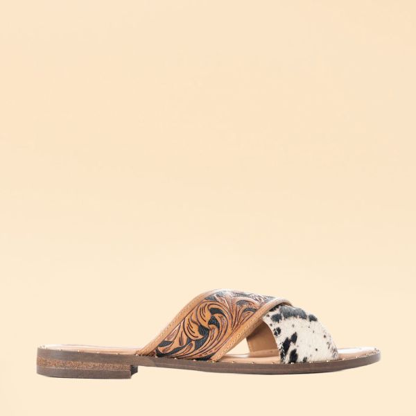 Myra Bag Chappy Western Hand-Tooled Sandals Cow